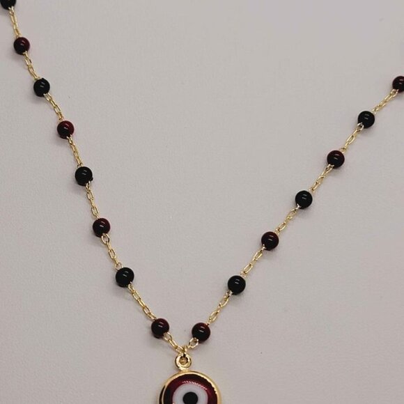 Brand New Brazilian 18k Gold Filled Red Evil Eye Necklace - Picture 2 of 5